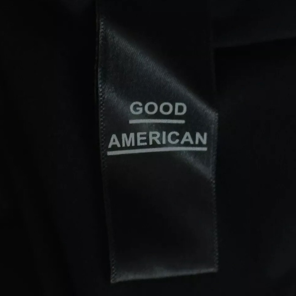 Good American Black Low Down Deep V Bodysuit Large New Shoulder Pad Long Sleeve - Picture 11 of 12